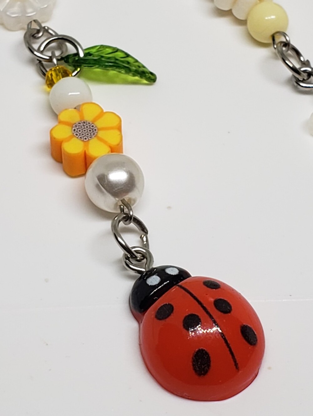 Handmade beaded boho sunflower ladybug daisy keychain bag charm - Picture 9 of 13